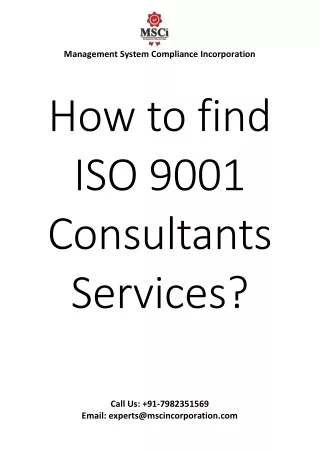 How to find ISO 9001 Consultants Services