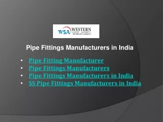 Pipe Fittings Manufacturers in India