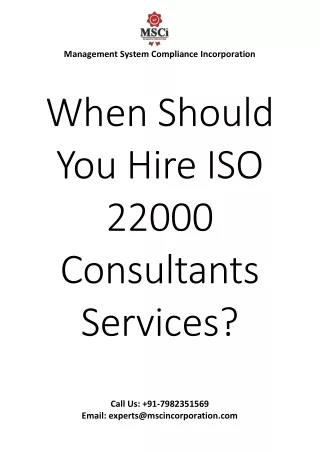 When Should You Hire ISO 22000 Consultants Services