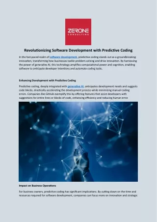 Revolutionizing Software Development with Predictive Coding