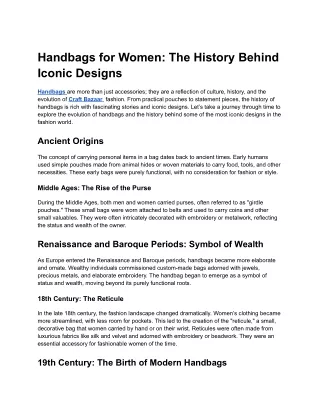 Handbags for Women_ The History Behind Iconic Designs