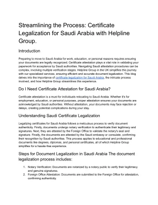 Streamlining the Process_ Certificate Legalization for Saudi Arabia with Helpline Group