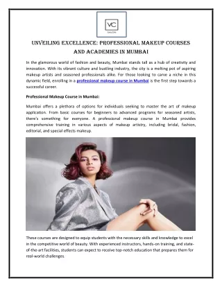 Unveiling Excellence Professional Makeup Courses and Academies in Mumbai