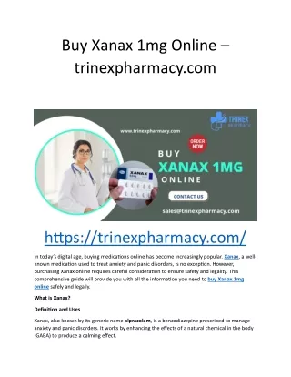 Buy Xanax 1mg Online - trinexpharmacy.com