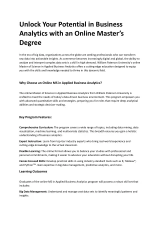 Unlock Your Potential in Business Analytics with an Online Master’s Degree.docx