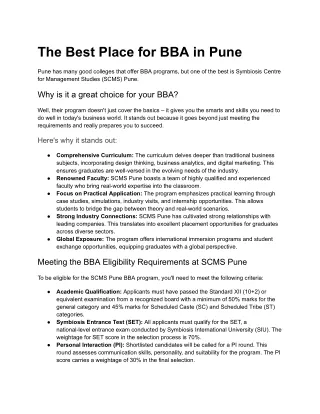The Best Place for BBA in Pune