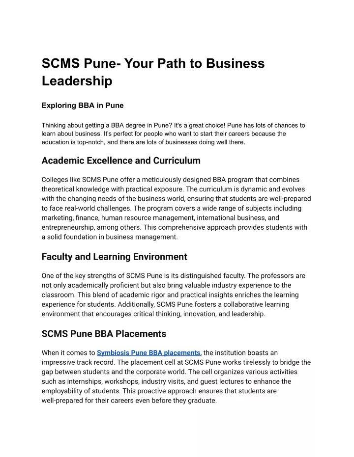 scms pune your path to business leadership