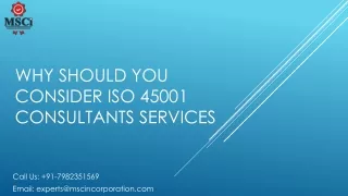 why should you consider iso 45001 consultants services