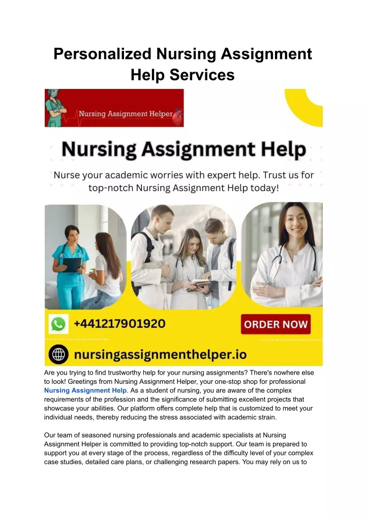 personalized nursing assignment help services