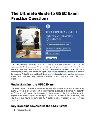 The Ultimate Guide to GSEC Exam Practice Questions