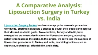 A Comparative Analysis: Liposuction Surgery in Turkey vs. India