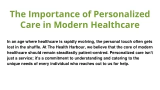 The Importance of Personalized Care in Modern Healthcare