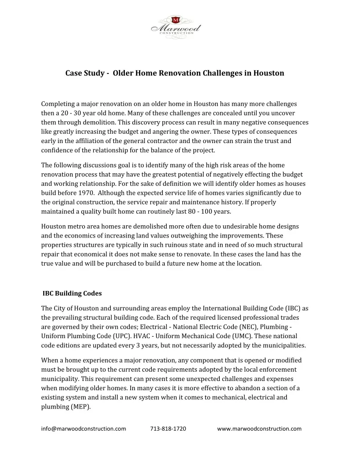 case study older home renovation challenges