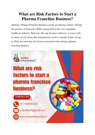 What are Risk Factors to Start a Pharma Franchise Business?