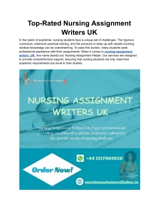 Top-Rated Nursing Assignment Writers UK
