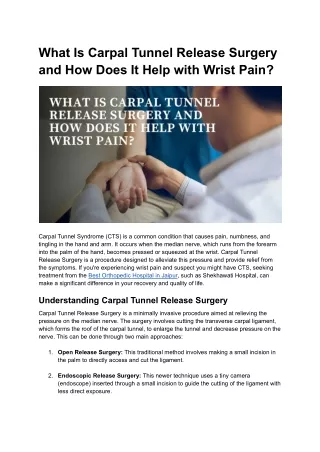 What Is Carpal Tunnel Release Surgery and How Does It Help with Wrist Pain_