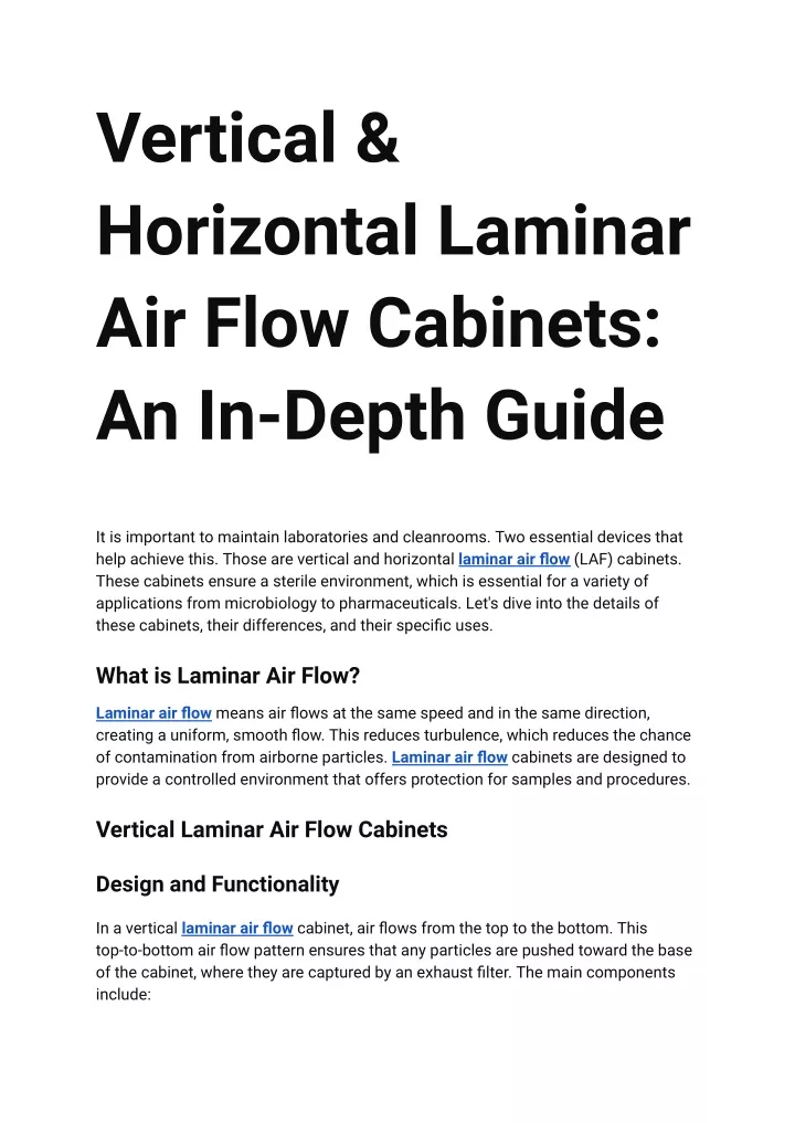 vertical horizontal laminar air flow cabinets