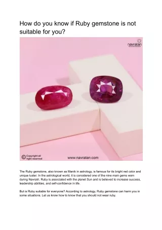 How to know if Ruby gemstone is not suitable for you