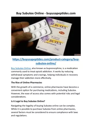 Buy Subutex Online - buyusapeptides.com