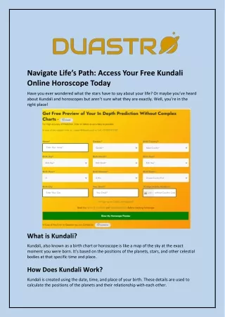 Navigate Life’s Path and Access Your Free Kundali Online Horoscope Today