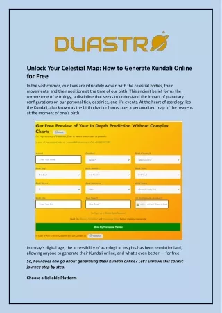 Unlock Your Celestial Map and How to Generate Kundali Online for Free