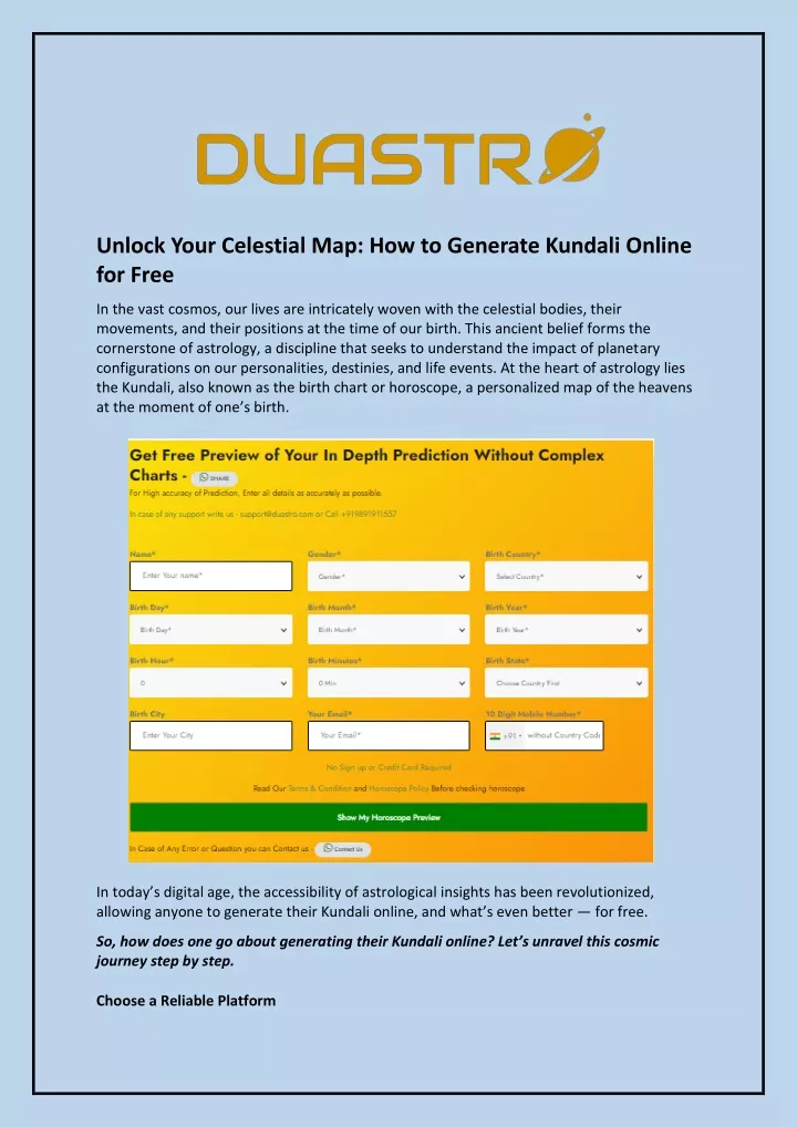 unlock your celestial map how to generate kundali