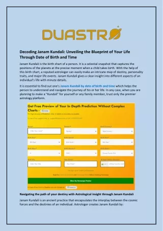 Decoding Janam Kundali and Unveiling the Blueprint of Your Life Through Date of Birth and Time