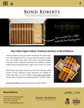 Buy Cuban Cigars Online: Premium Auctions at Bond Roberts