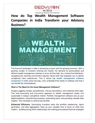 How do Top Wealth Management Software Companies in India Transform your Advisory Business
