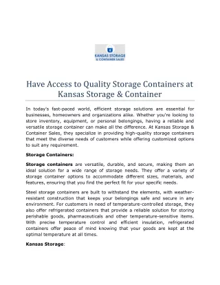 have access to quality storage containers
