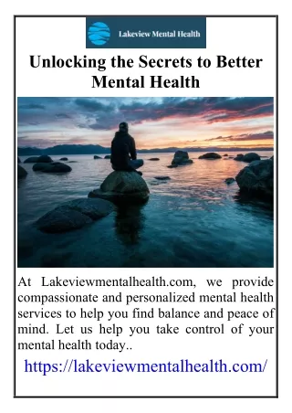 Unlocking the Secrets to Better Mental Health