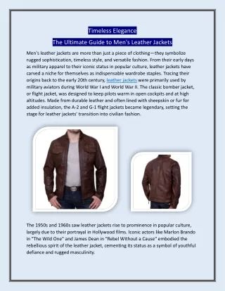 Timeless Elegance: The Ultimate Guide to Men's Leather Jackets