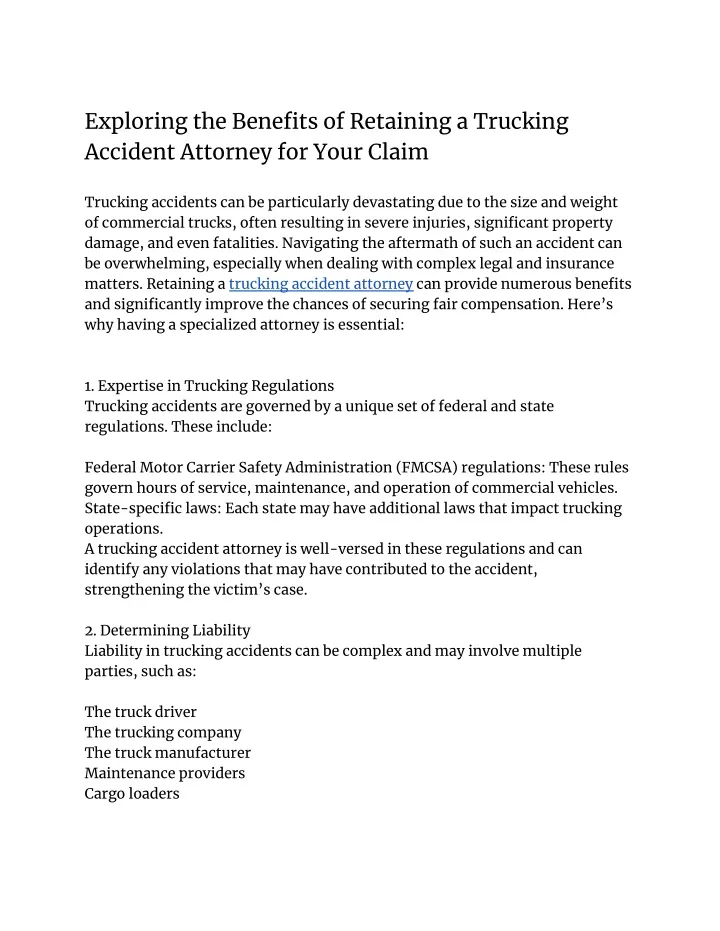 exploring the benefits of retaining a trucking