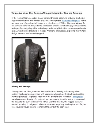 Unleash Your Inner Rebel: Vintage Arc Men's Biker Jackets"