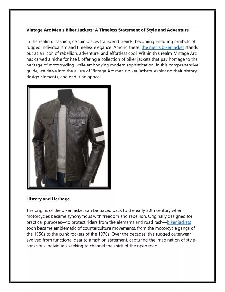 vintage arc men s biker jackets a timeless