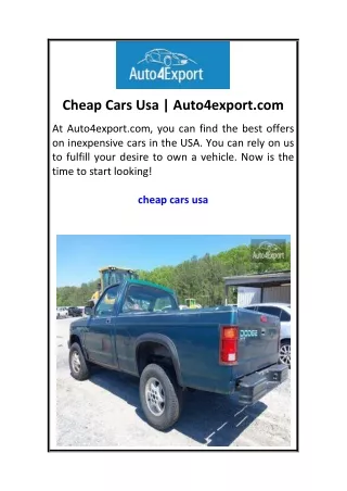 Cheap Cars Usa  Auto4export.com