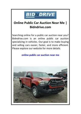 Online Public Car Auction Near Me  Bidndrive.com