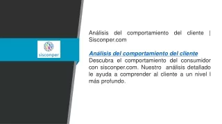 an lisis del comportamiento del cliente sisconper