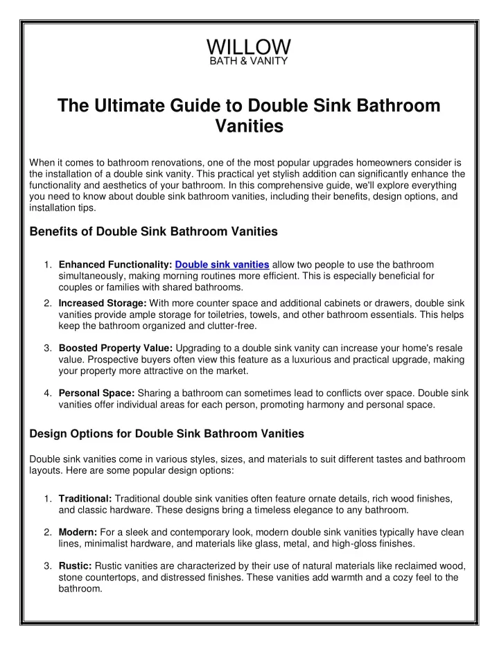 the ultimate guide to double sink bathroom