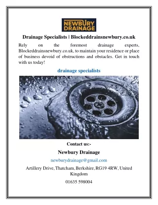 Drainage Specialists  Blockeddrainsnewbury.co.uk