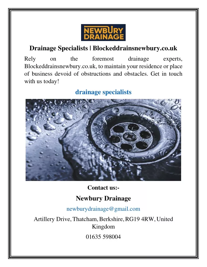 drainage specialists blockeddrainsnewbury co uk