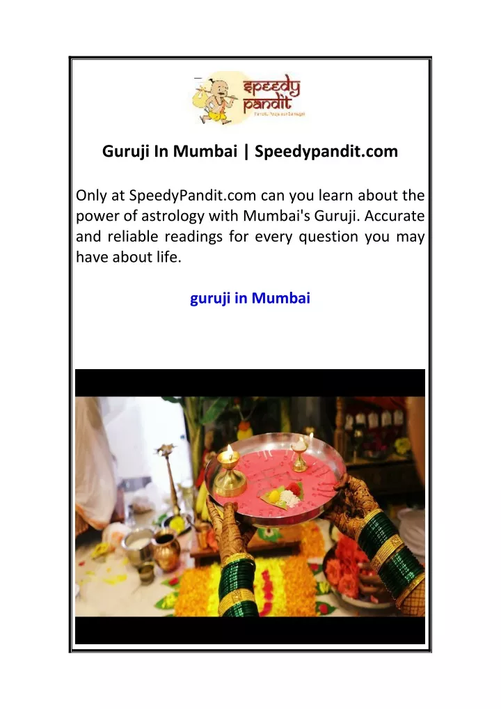 guruji in mumbai speedypandit com