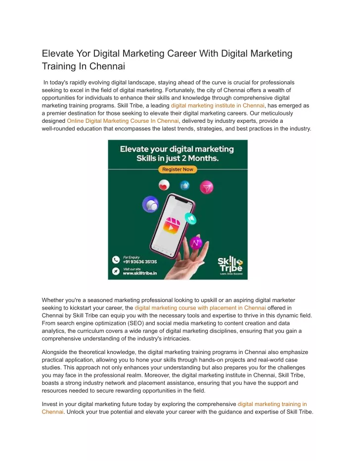 elevate yor digital marketing career with digital