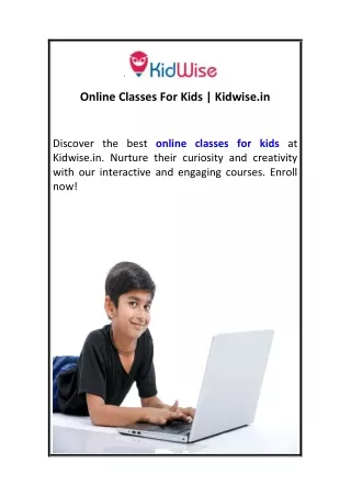 Online Classes For Kids  Kidwise.in