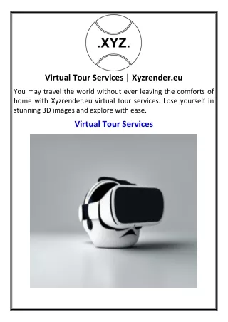 Virtual Tour Services  Xyzrender.eu