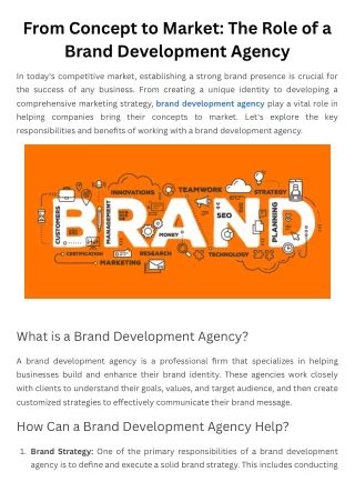 From Concept to Market: The Role of a Brand Development Agency