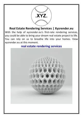 Real Estate Rendering Services  Xyzrender.eu