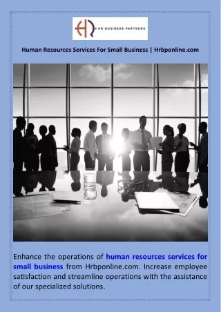 Human Resources Services For Small Business  Hrbponline.com