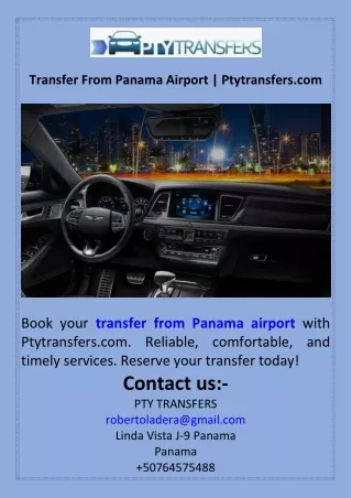 Transfer From Panama Airport  Ptytransfers.com