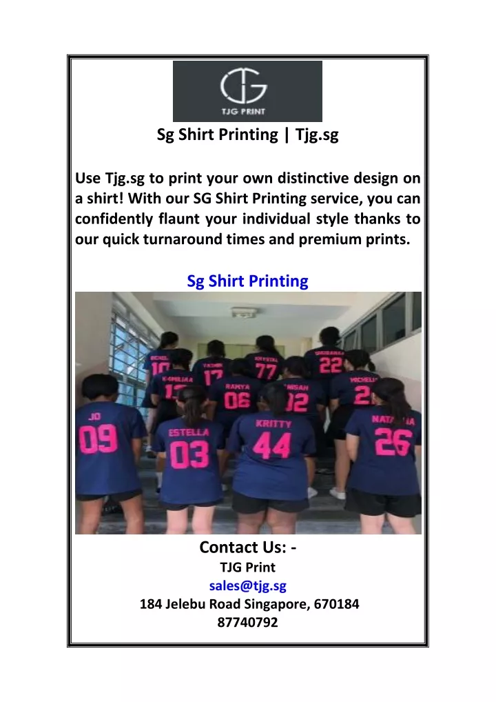 sg shirt printing tjg sg